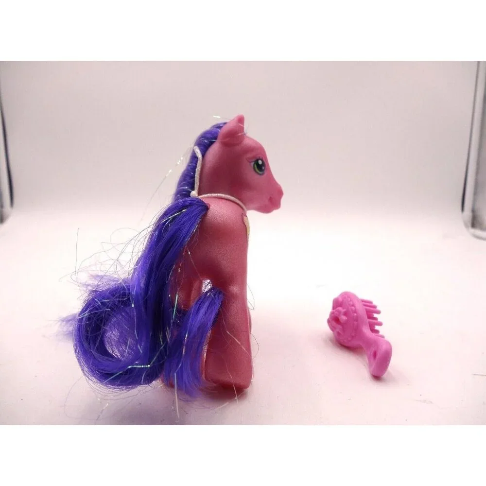 Hasbro's Pink My Little‎ Pony 2002  Kimono Purple Tinsel Hair Charm Necklace Br